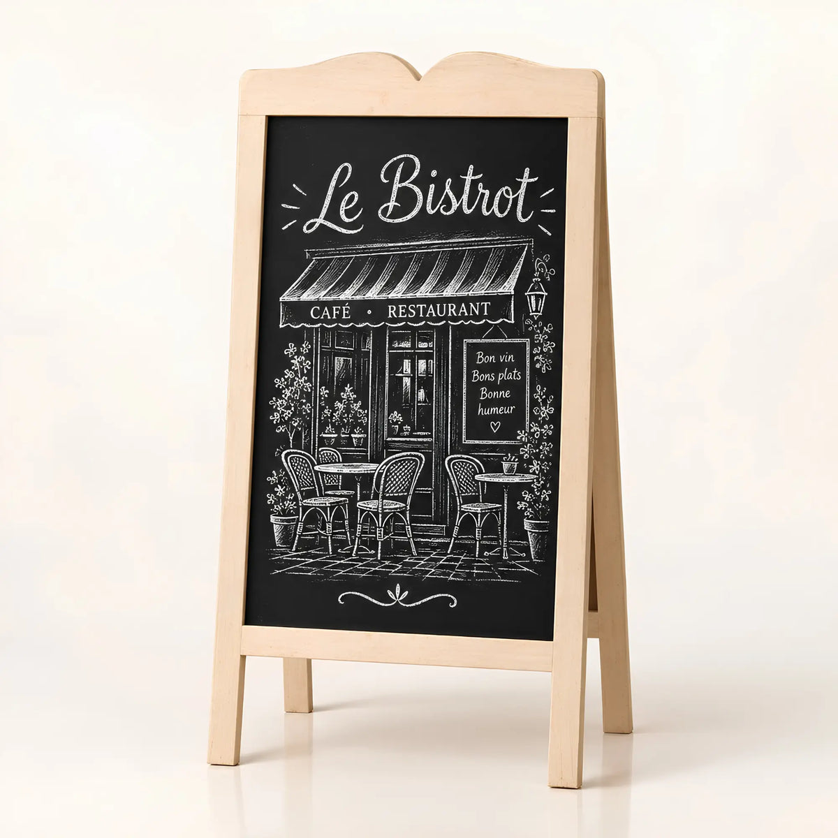 Chevalet stop-trottoir double face en bois 