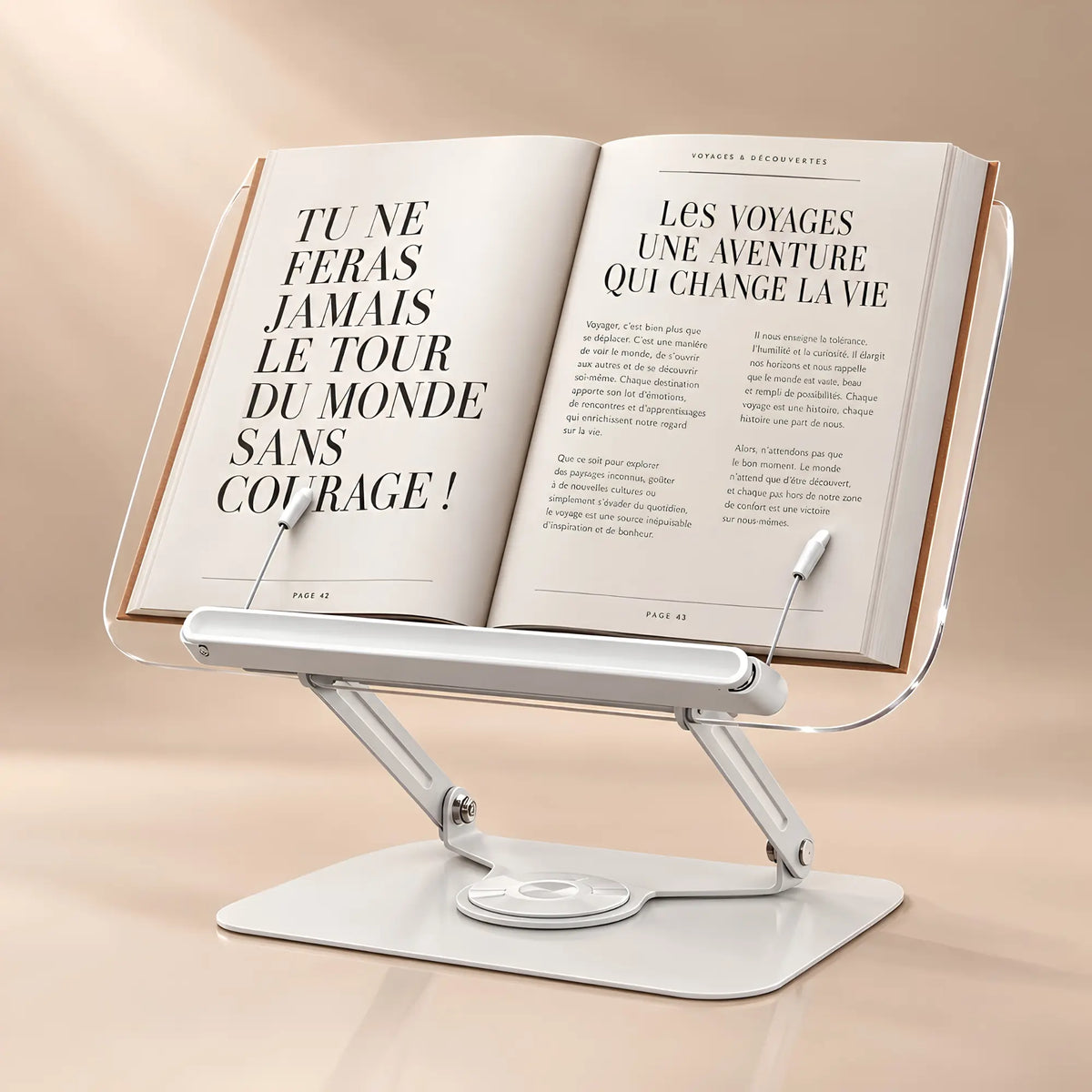 Chevalet de lecture transparent rotatif à 360°