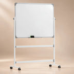 Grand chevalet tableau blanc de présentation mobile double face 