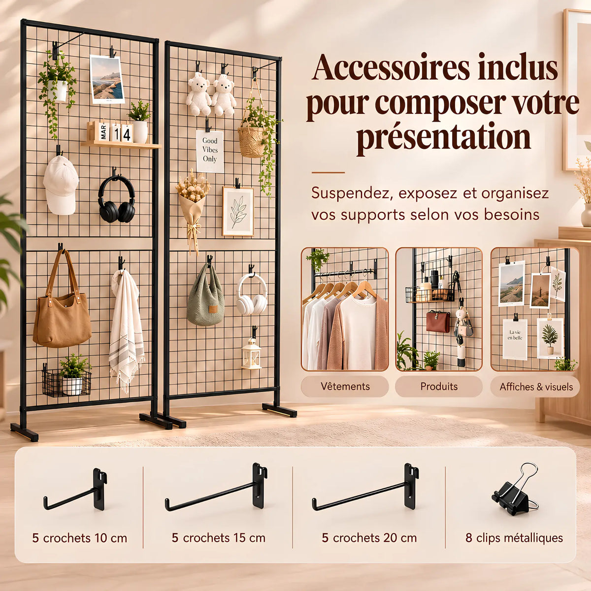 Grille publicitaire double face sur pied 