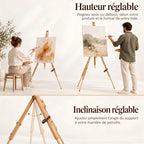 Chevalet trépied en bois pour peinture et exposition