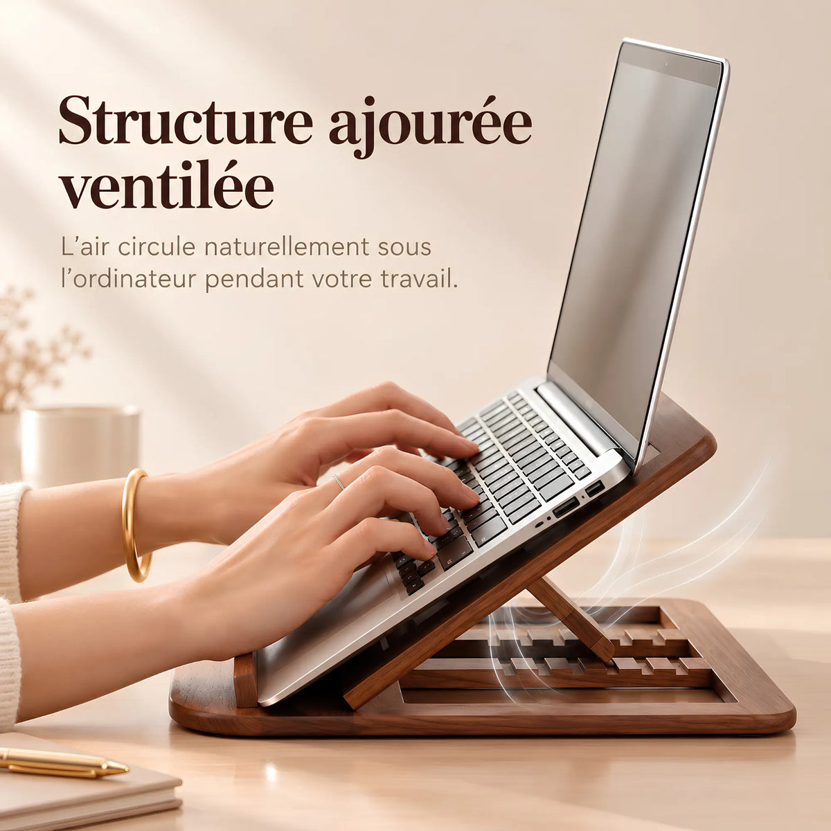 Chevalet de lecture en bois pour ordinateur portable 