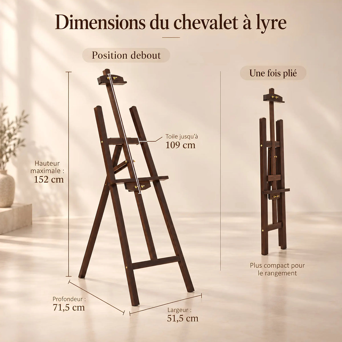 Chevalet à lyre en pin à inclinaison réglable