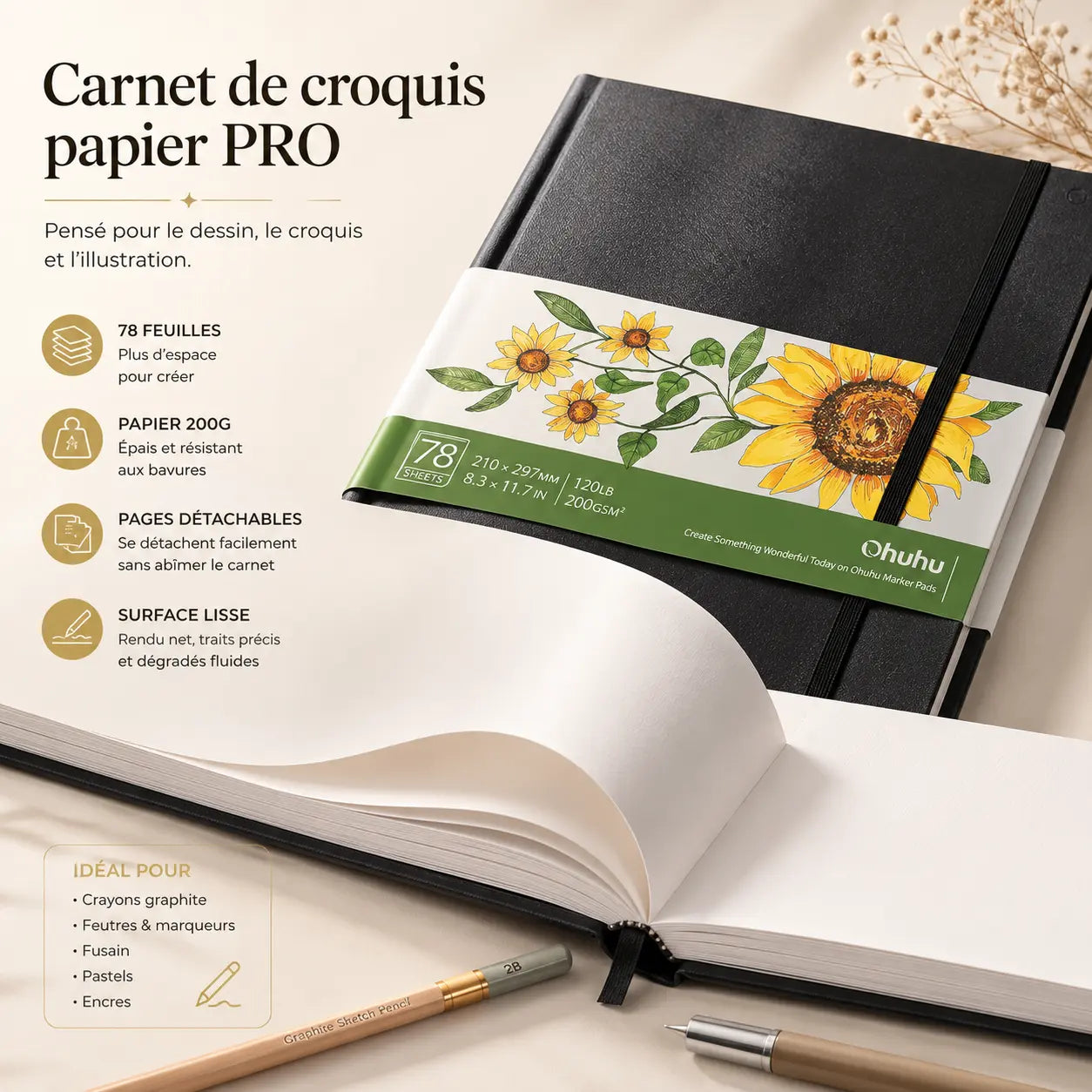 Carnet de croquis papier PRO 