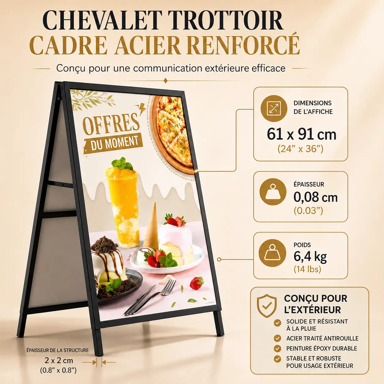 Chevalet Trottoir Porte-Affiche 
