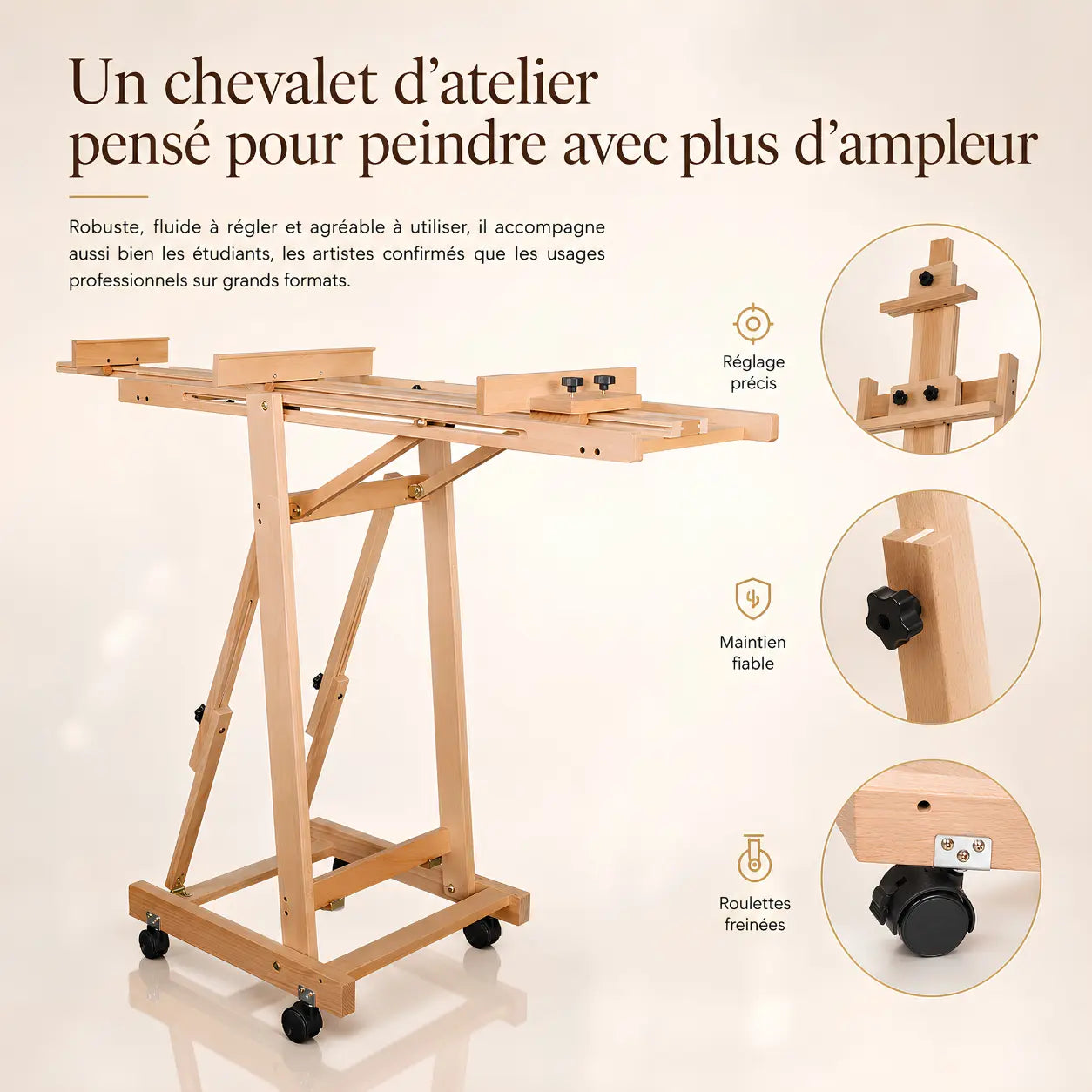 Chevalet a crémaillère professionnel en bois