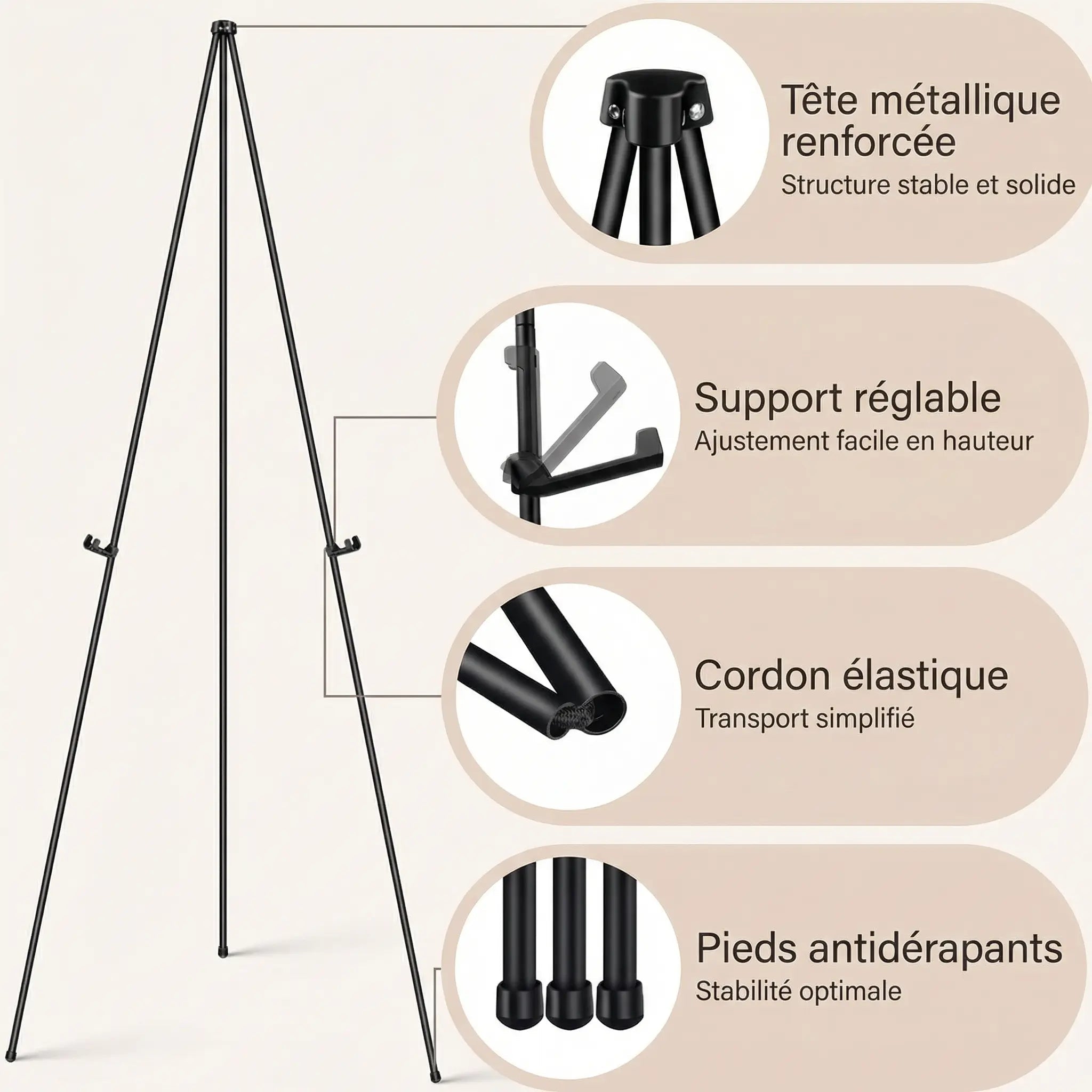 Chevalet d’exposition en métal 