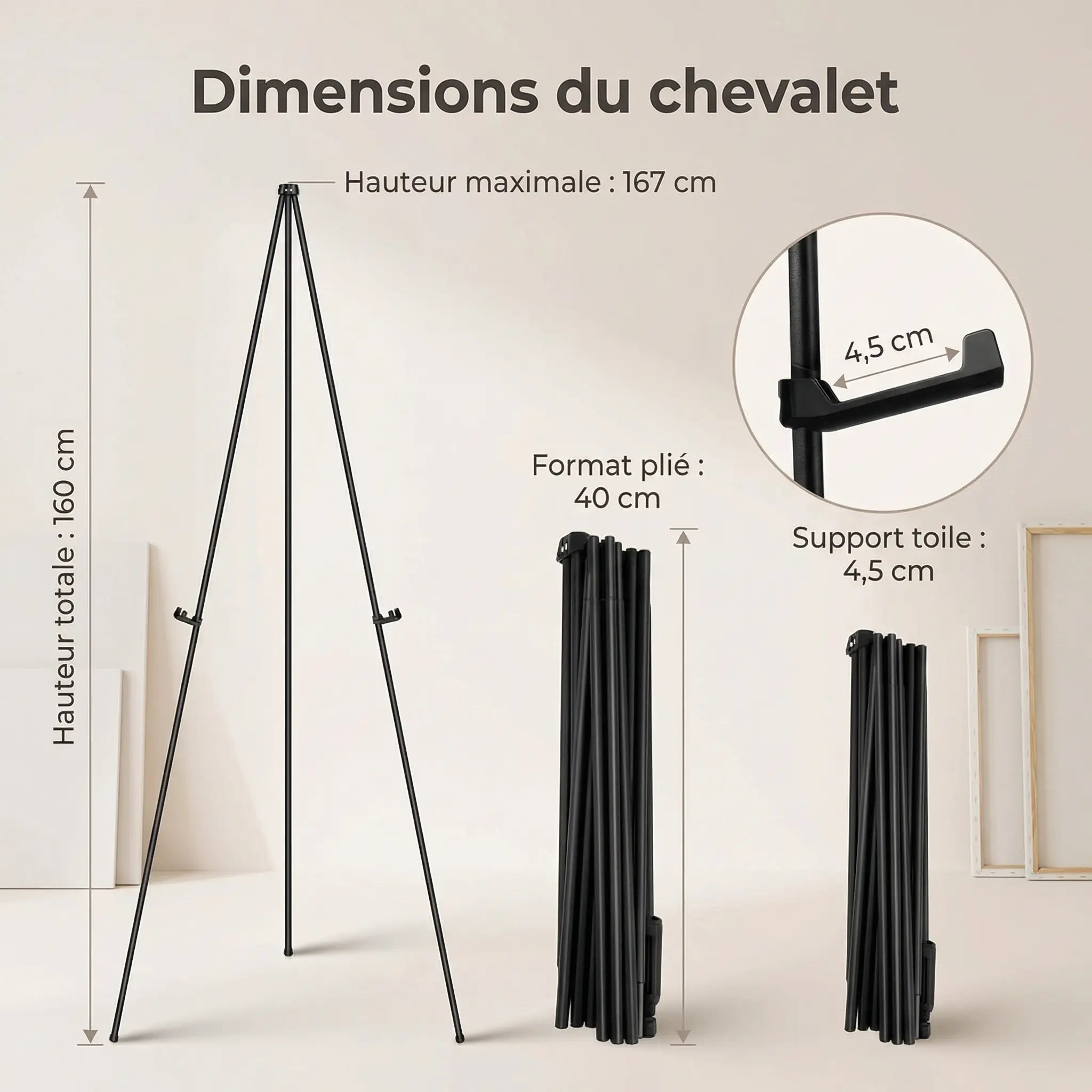 Chevalet d’exposition en métal 