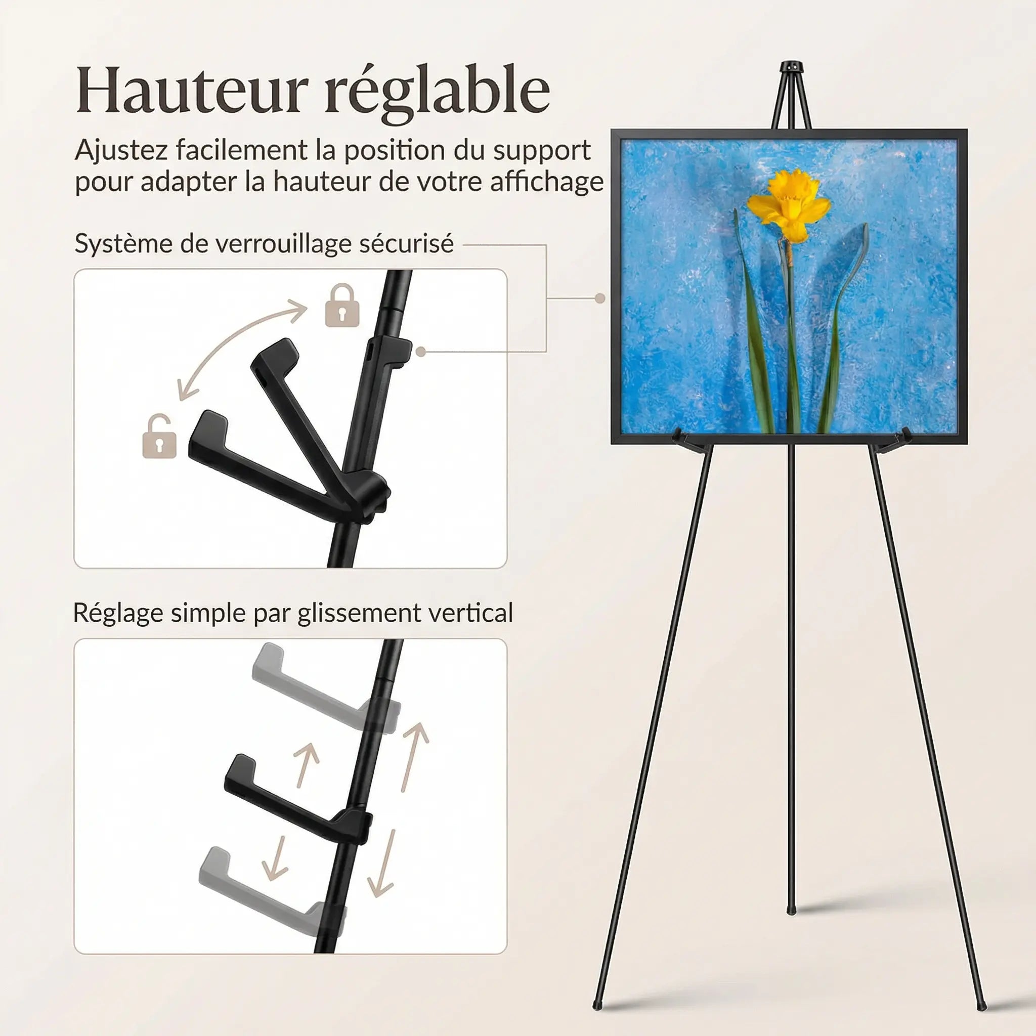 Chevalet d’exposition en métal 