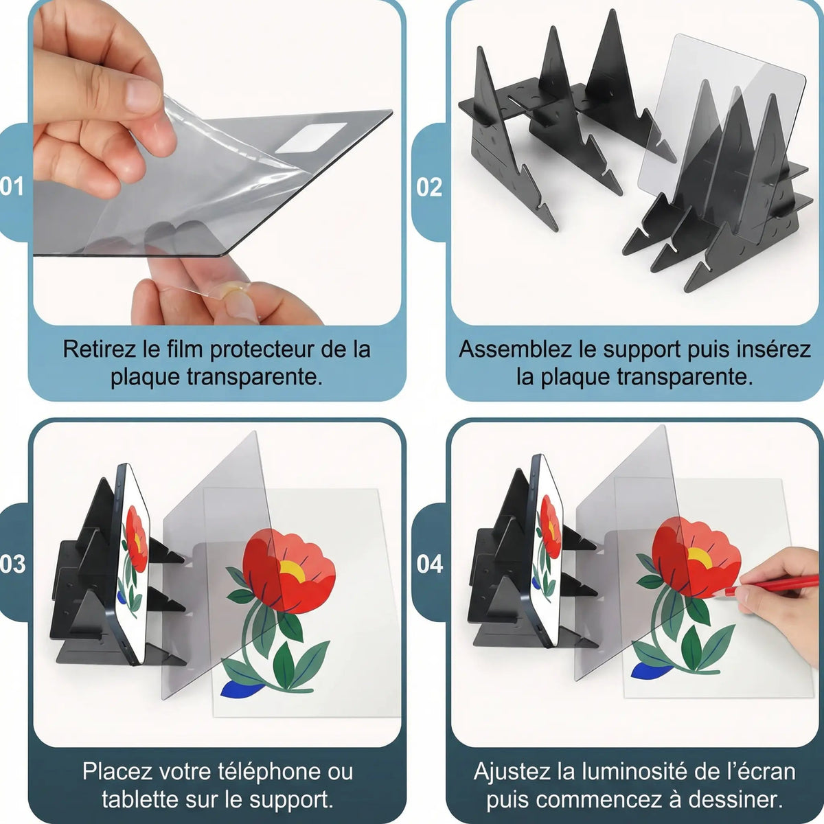 Chevalet de table avec écran transparent 
