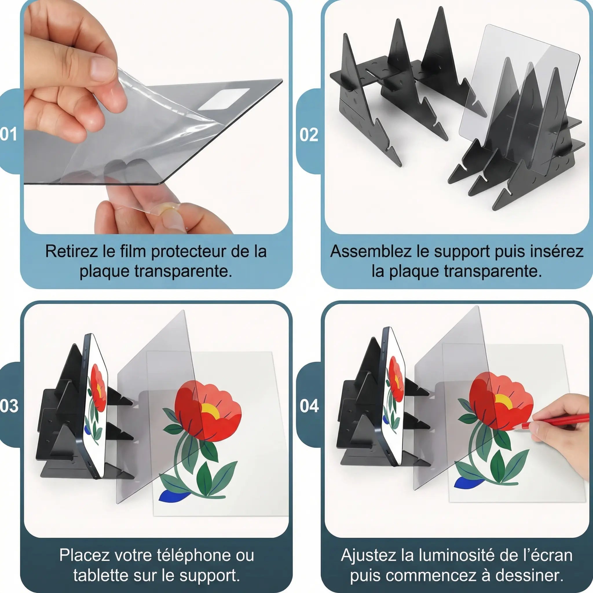 Chevalet de table avec écran transparent 