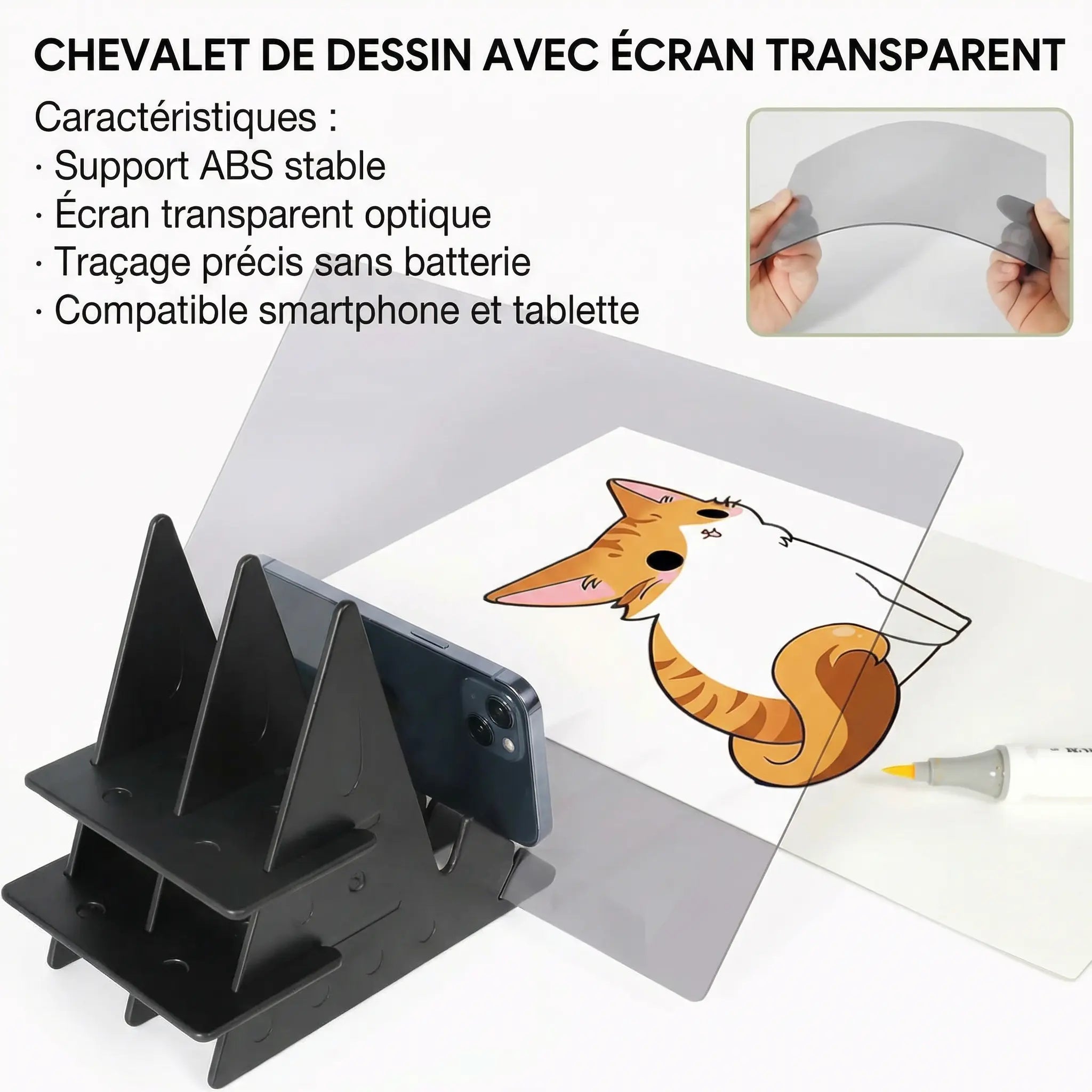 Chevalet de table avec écran transparent 