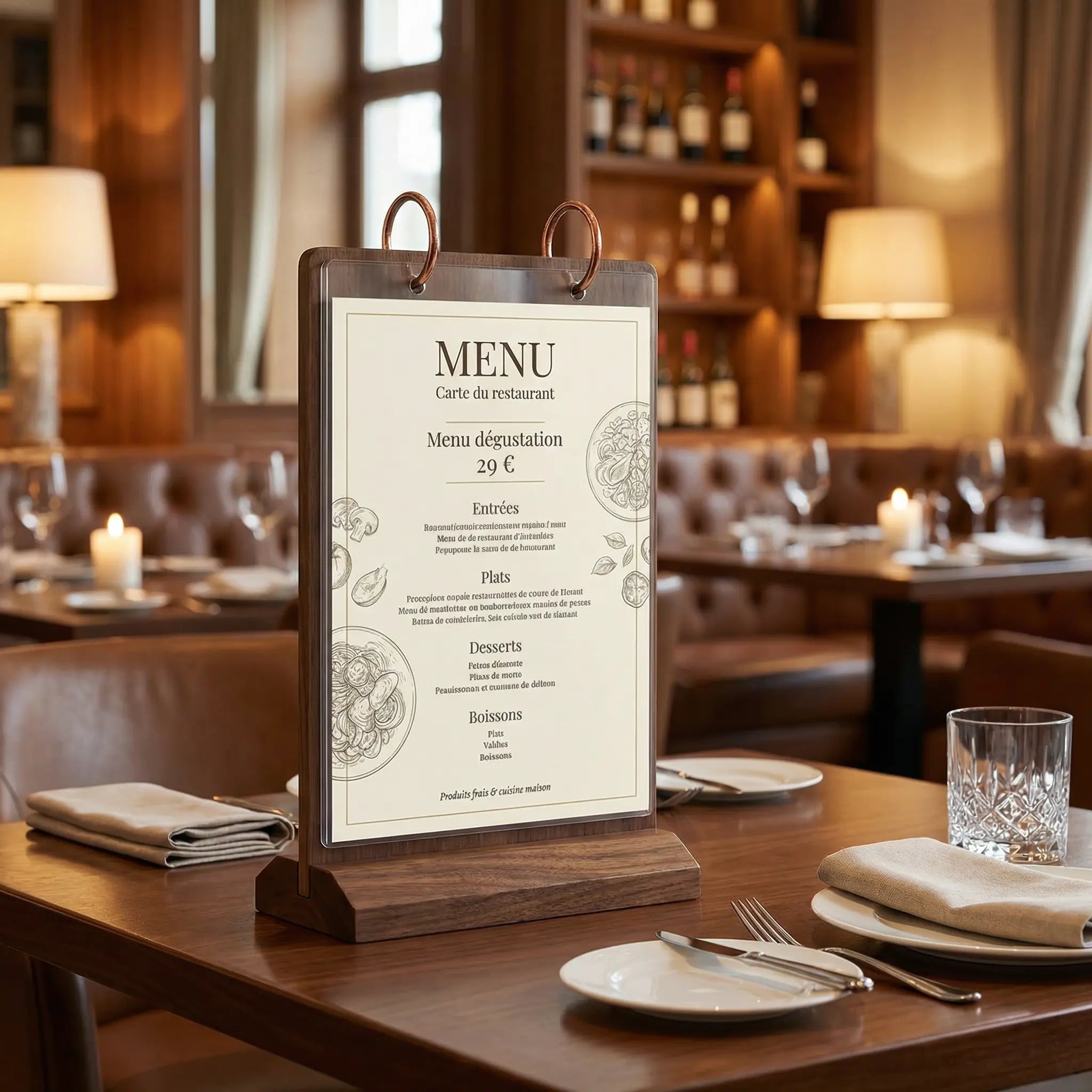 Chevalet de table menu restaurant