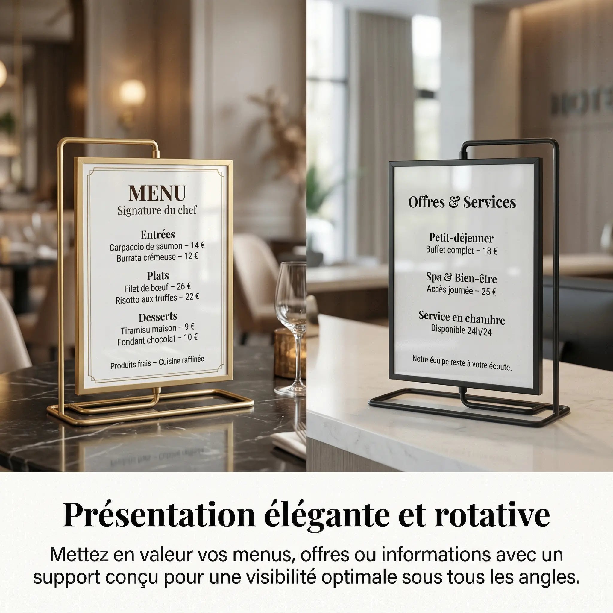 Chevalet de table présentoir rotatif