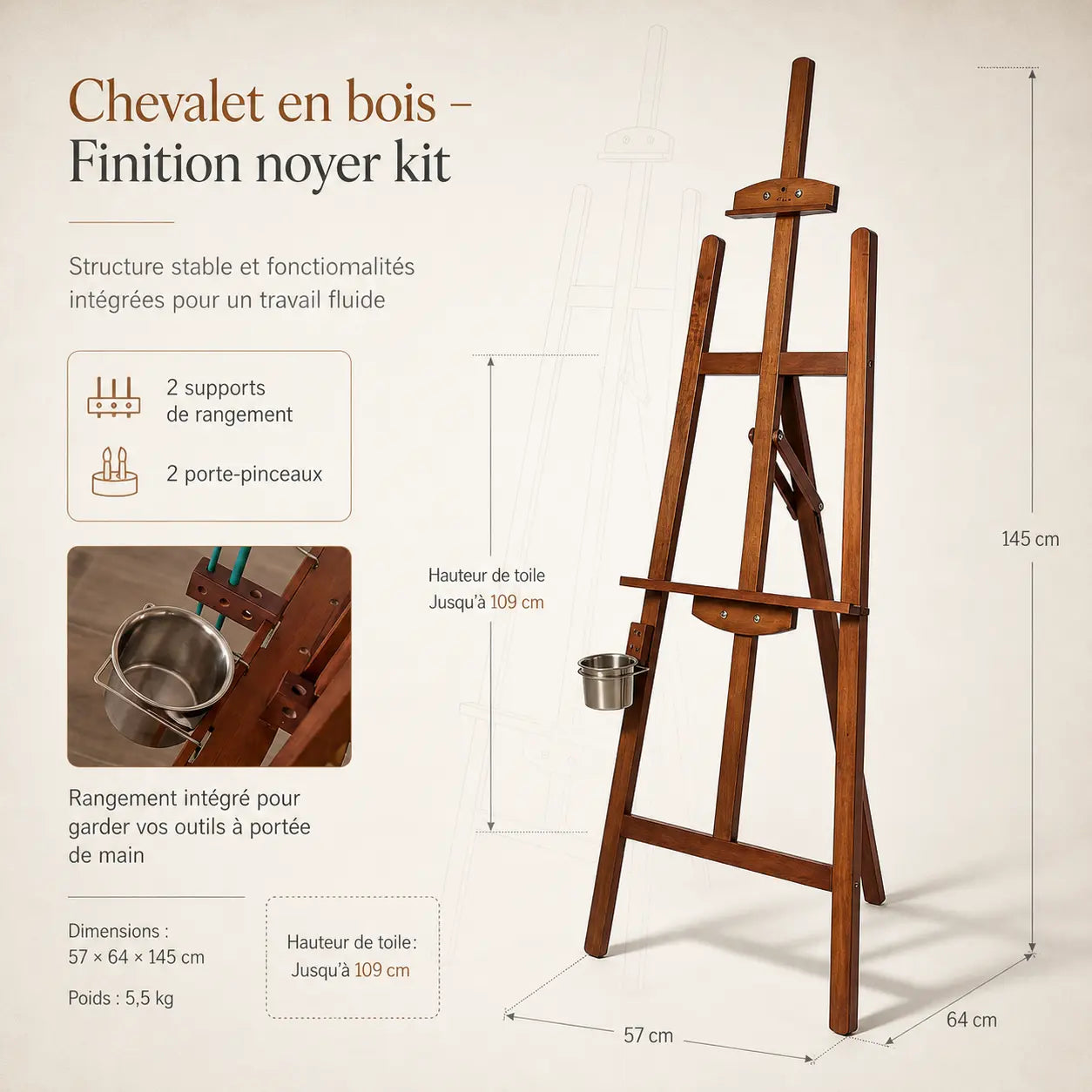 Chevalet en bois coloré 