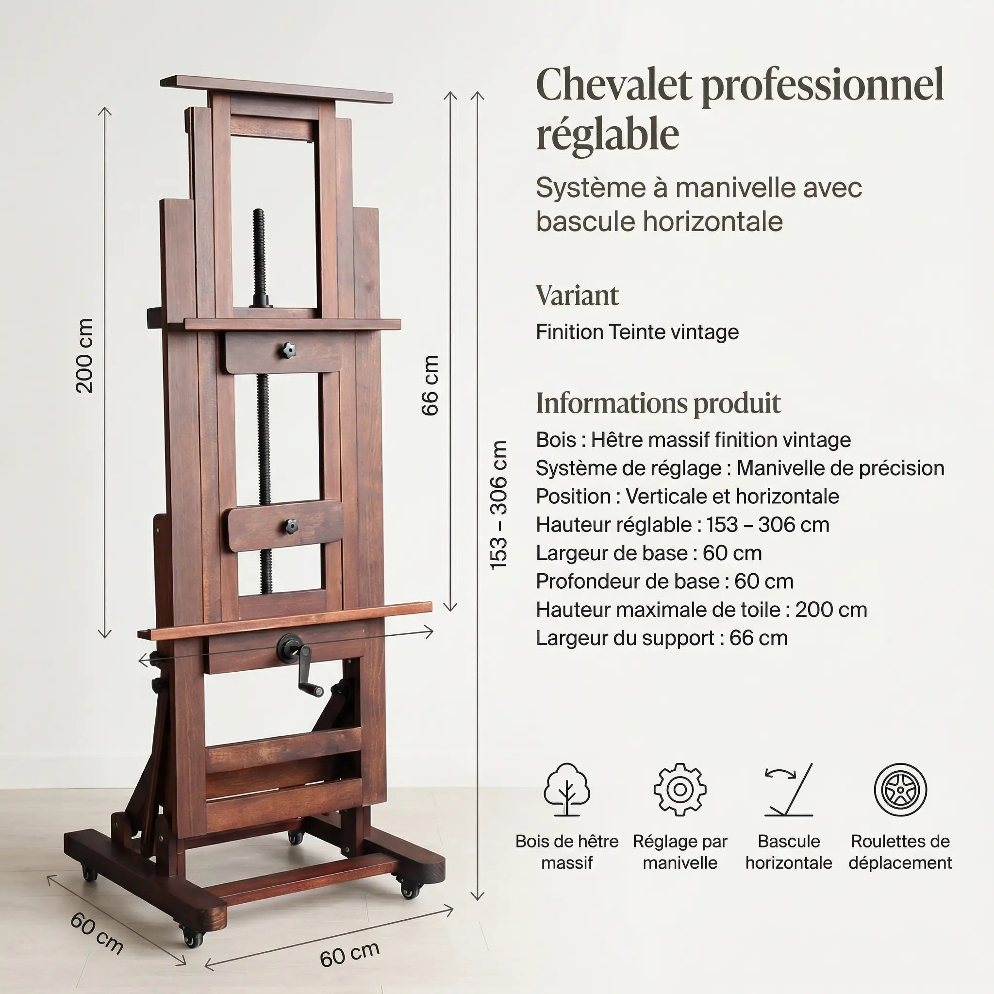 Chevalet professionnel réglable 