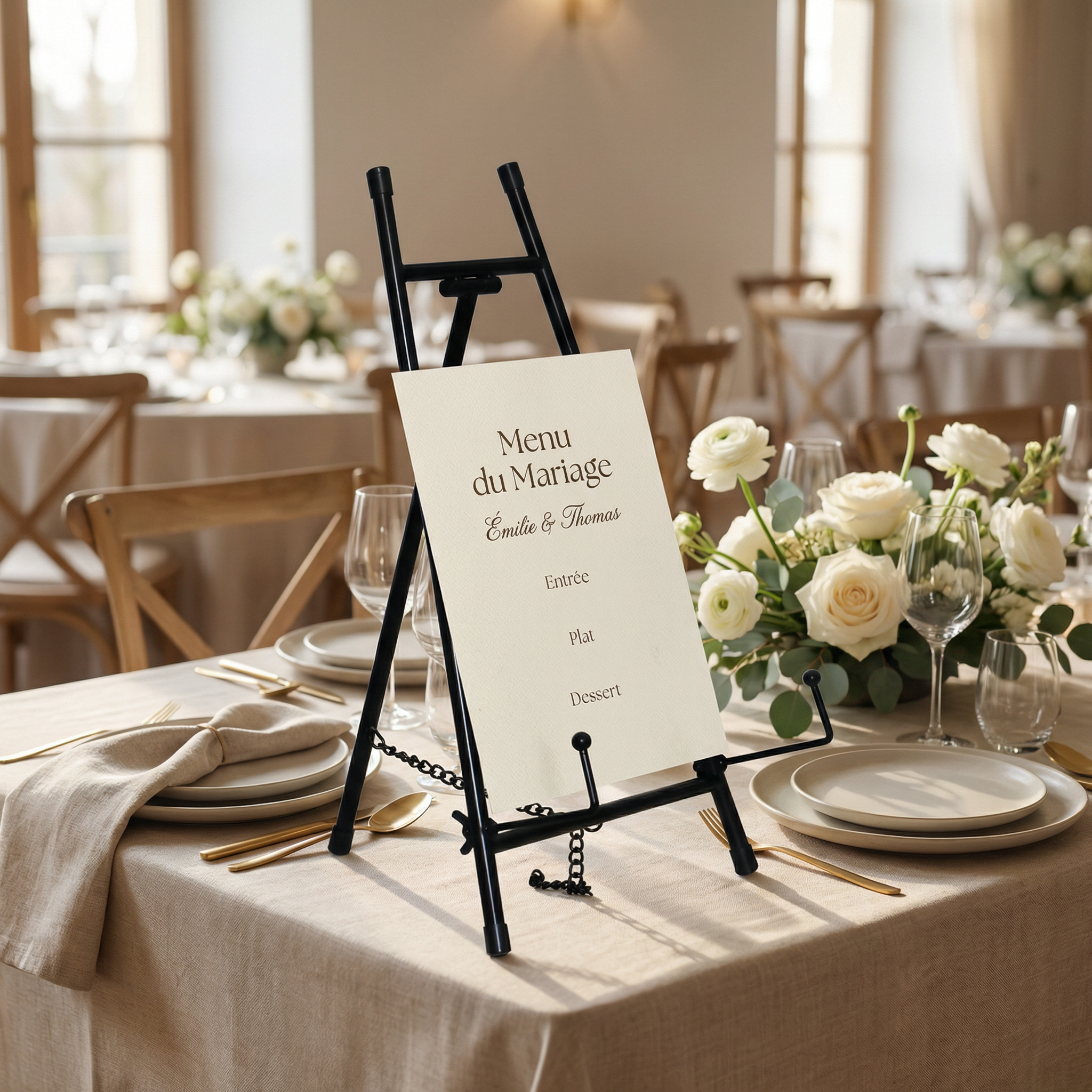 Chevalet d’exposition en métal pour mariage