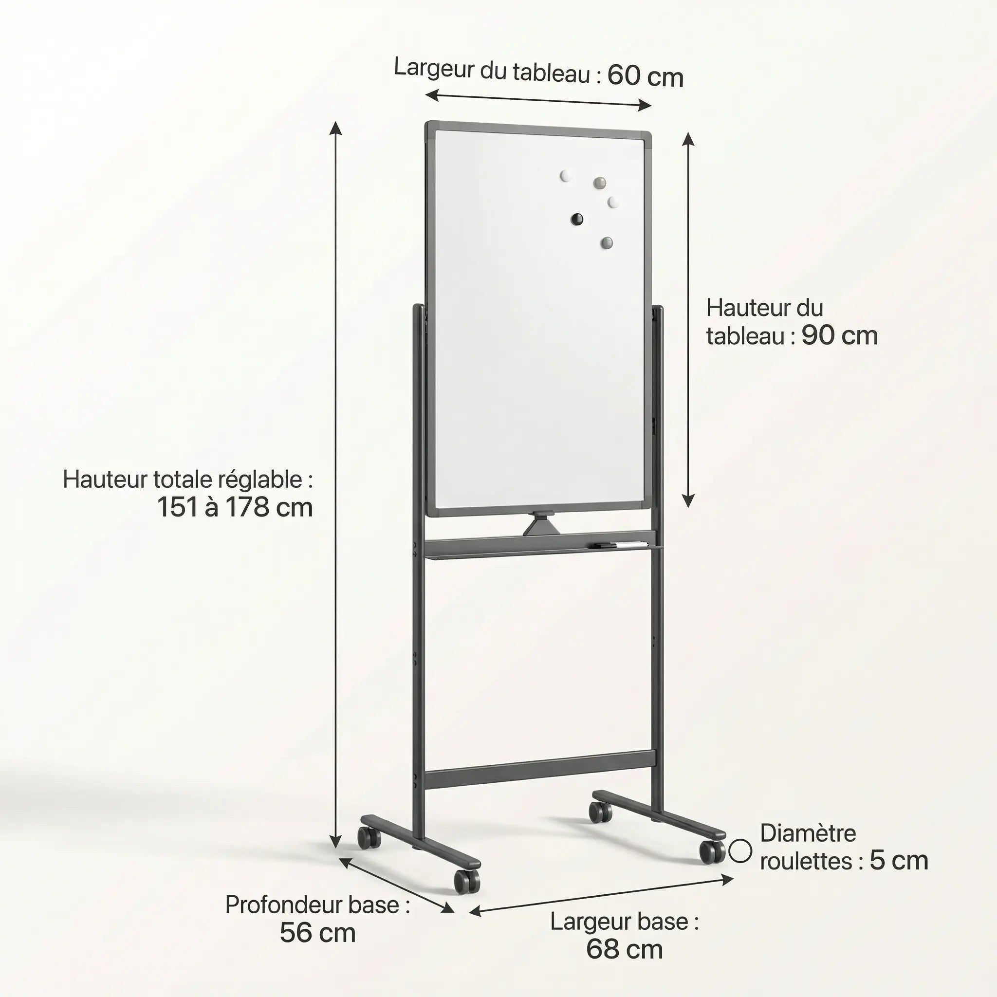 Chevalet de conférence à roulettes