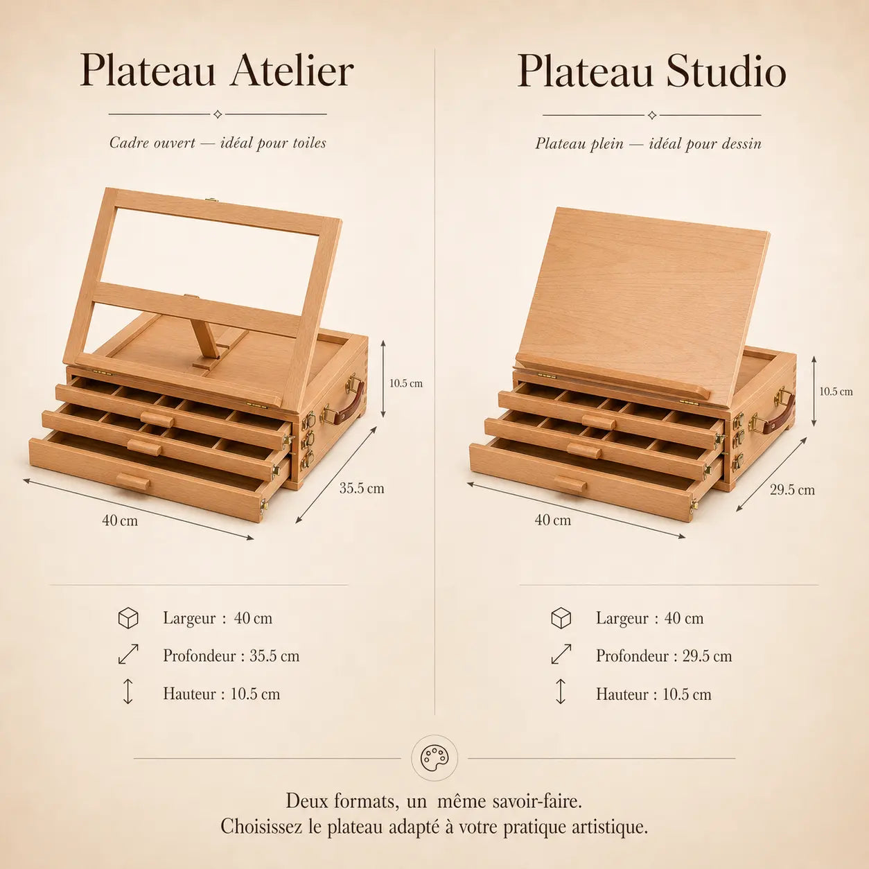 Chevalet de table avec tiroirs 