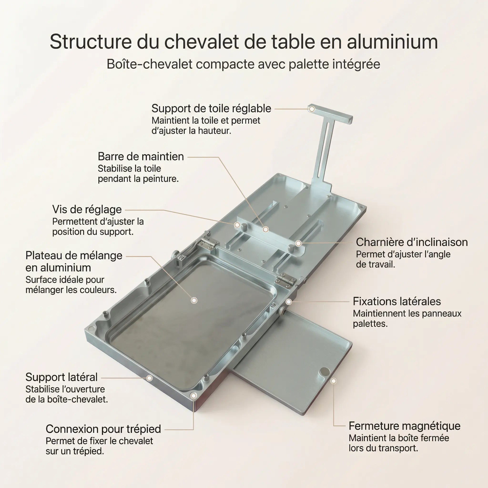 Chevalet de table en aluminium 