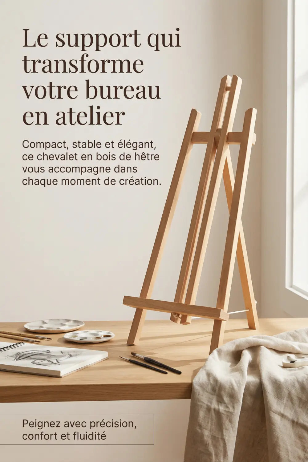 Chevalet de table en bois de hêtre