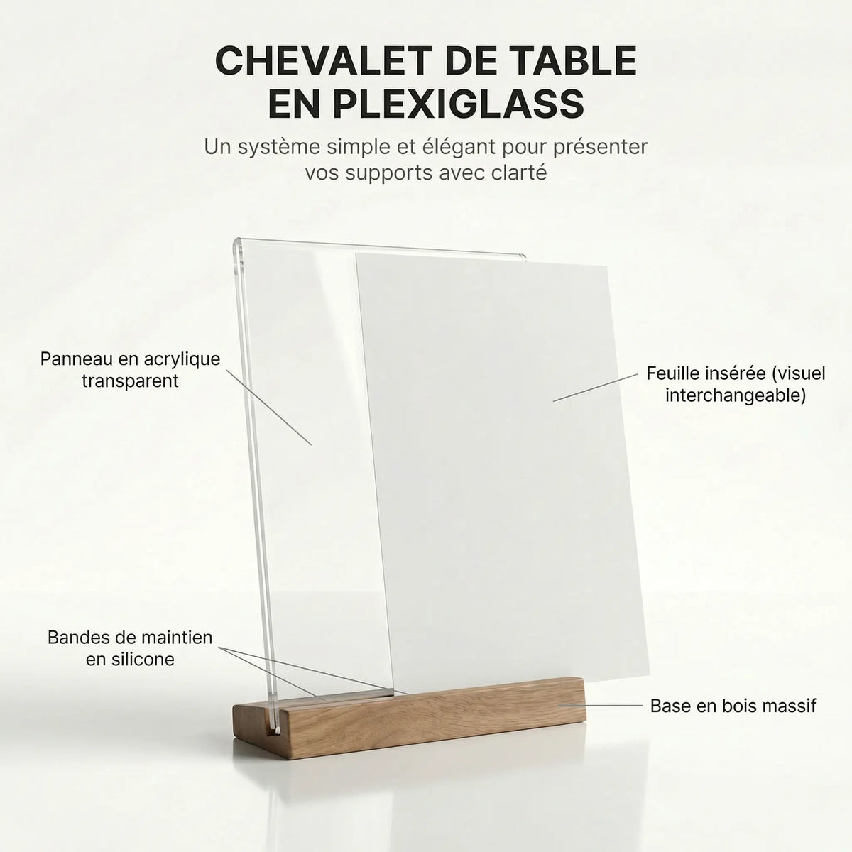 Chevalet de table plexiglass 