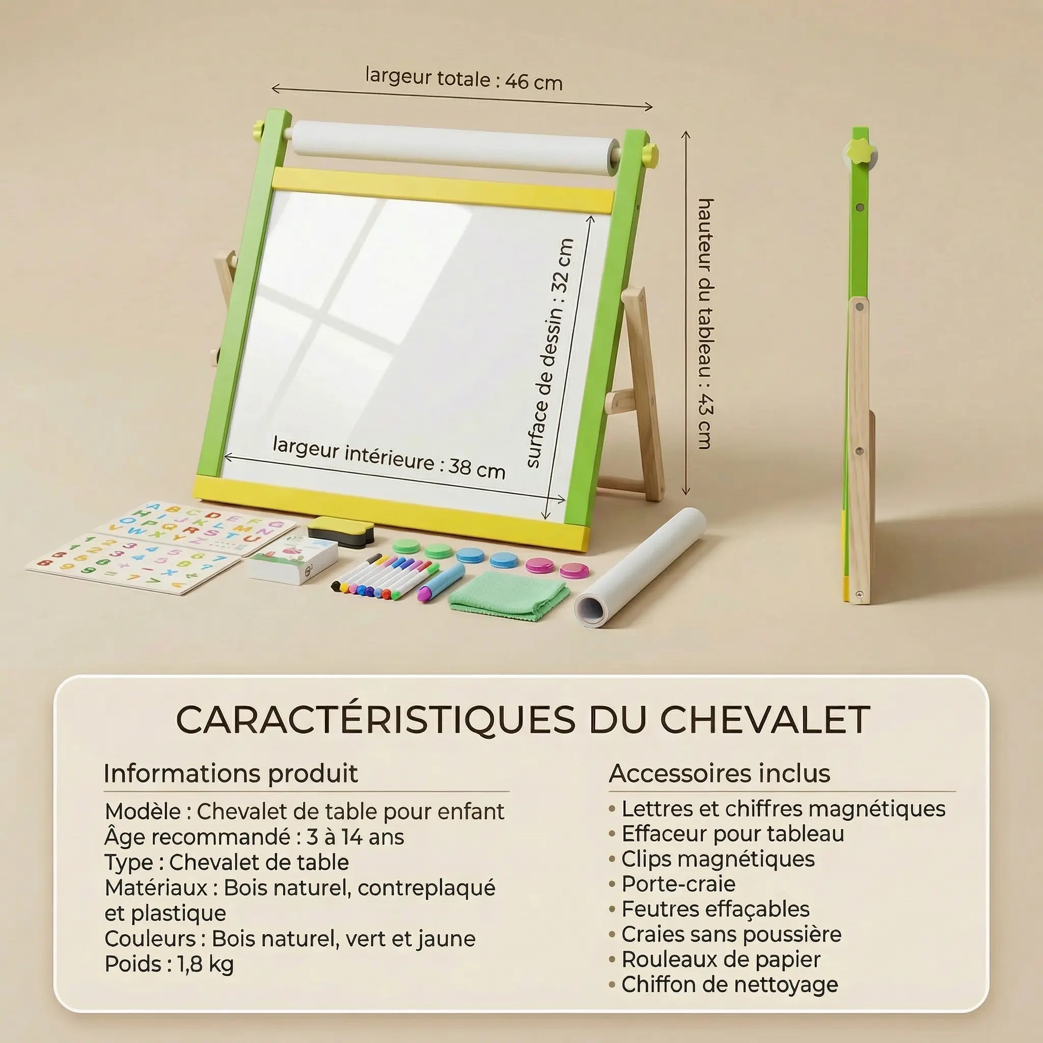 Chevalet de table pour enfant 