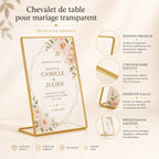 Chevalet de table pour mariage transparent 