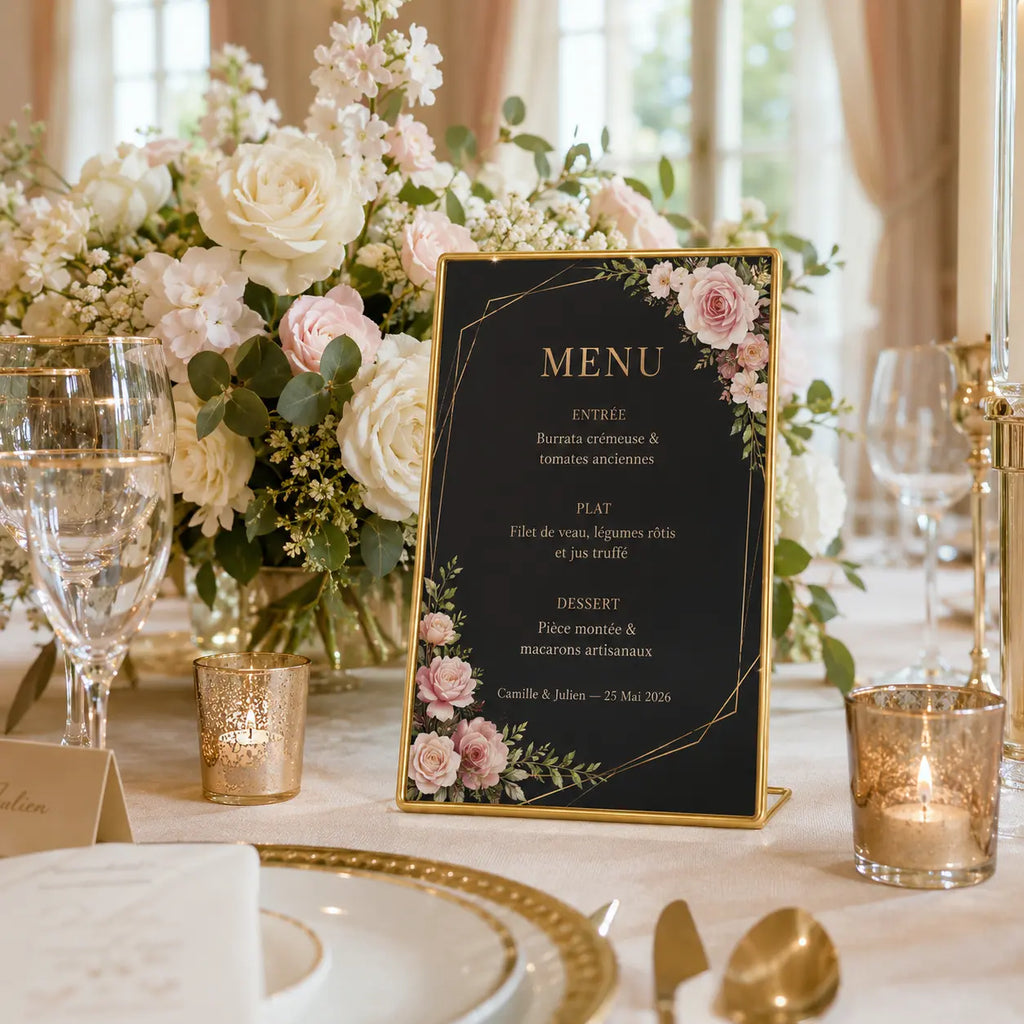 Chevalet de table pour mariage transparent 