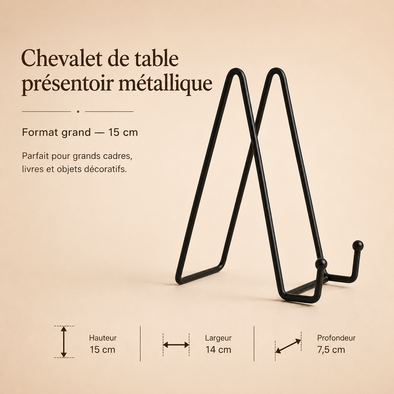 Chevalet de table présentoir métallique 