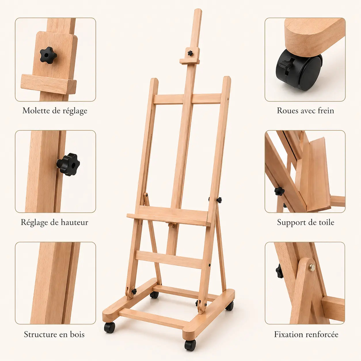 Chevalet en bois format cadre H 
