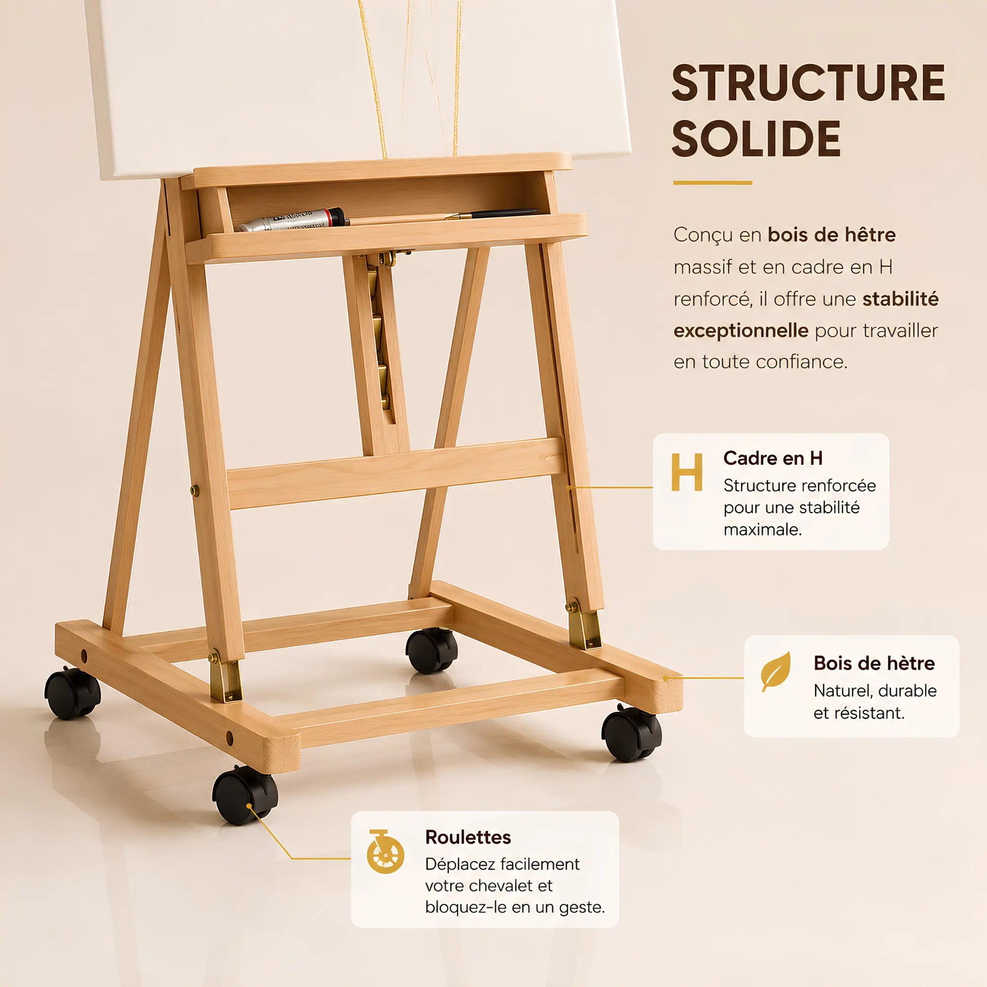 Chevalet en bois format cadre H