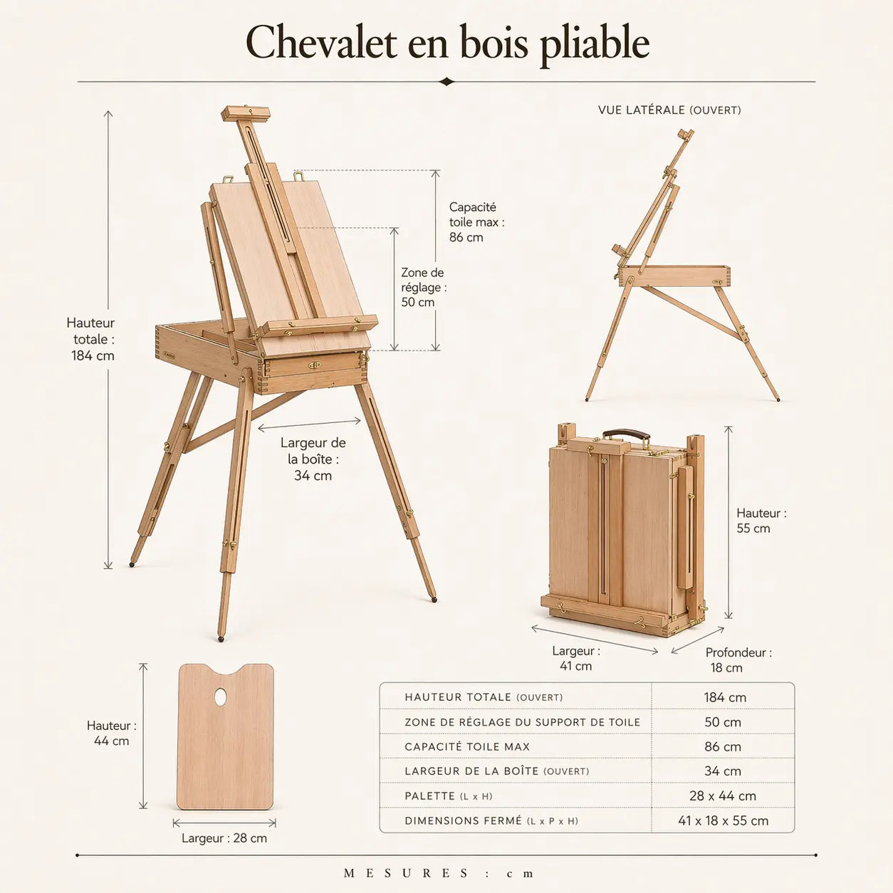 Chevalet en bois pliable 