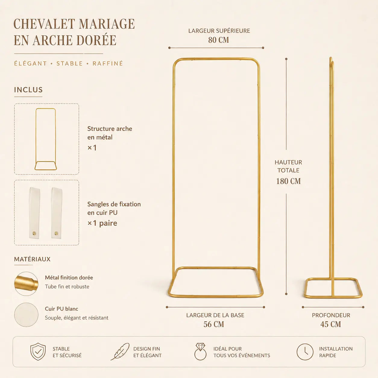 Chevalet mariage en arche 