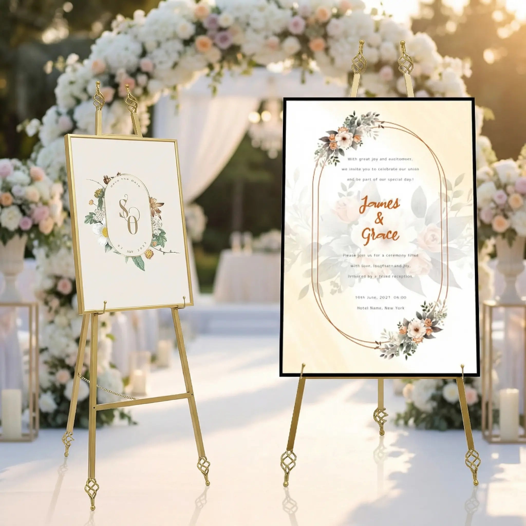 Chevalets d’exposition dorés 