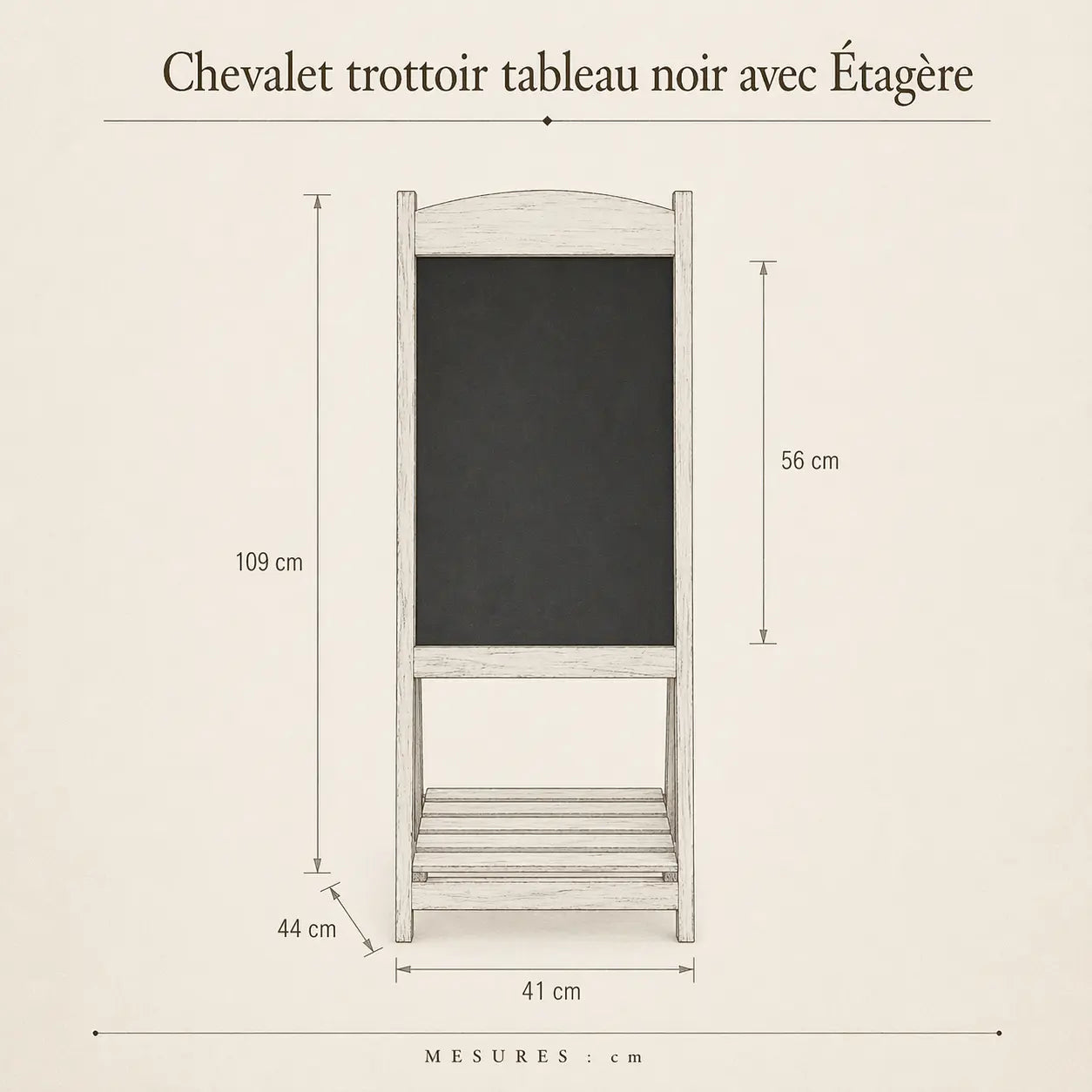 Chevalet trottoir tableau noir avec Étagère 