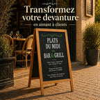 Chevalet trottoir tableau noir en bois 