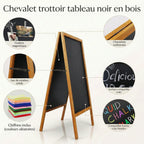 Chevalet trottoir tableau noir en bois