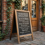 Chevalet trottoir tableau noir en bois