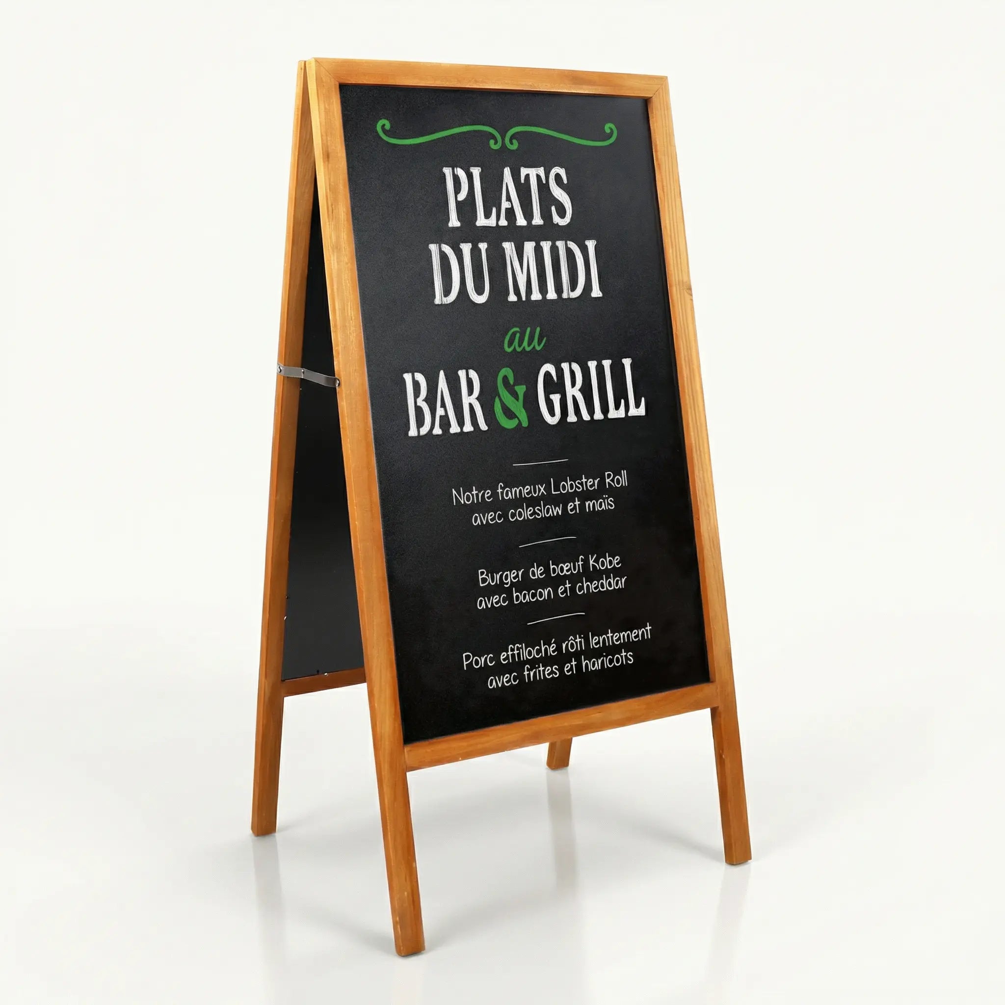 Chevalet trottoir tableau noir en bois