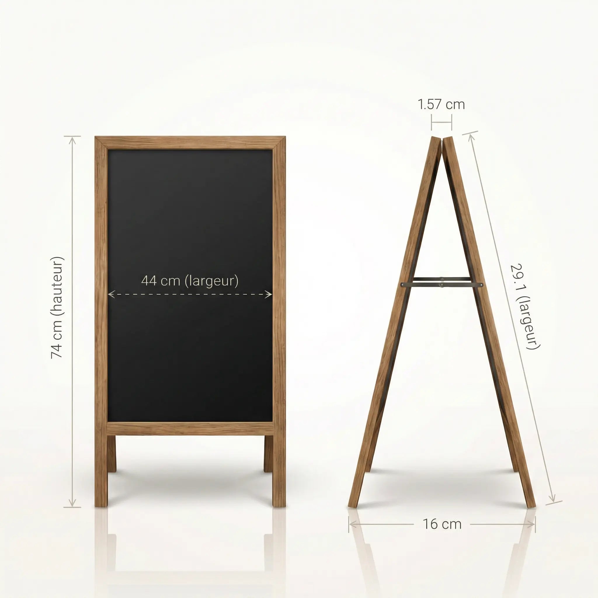 Chevalet trottoir tableau noir en bois