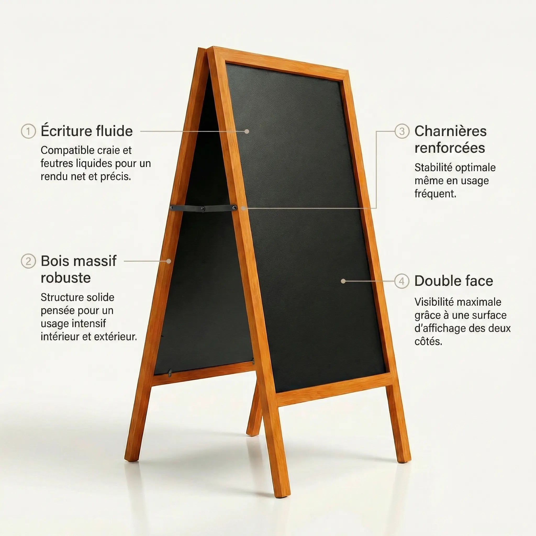 Chevalet trottoir tableau noir en bois