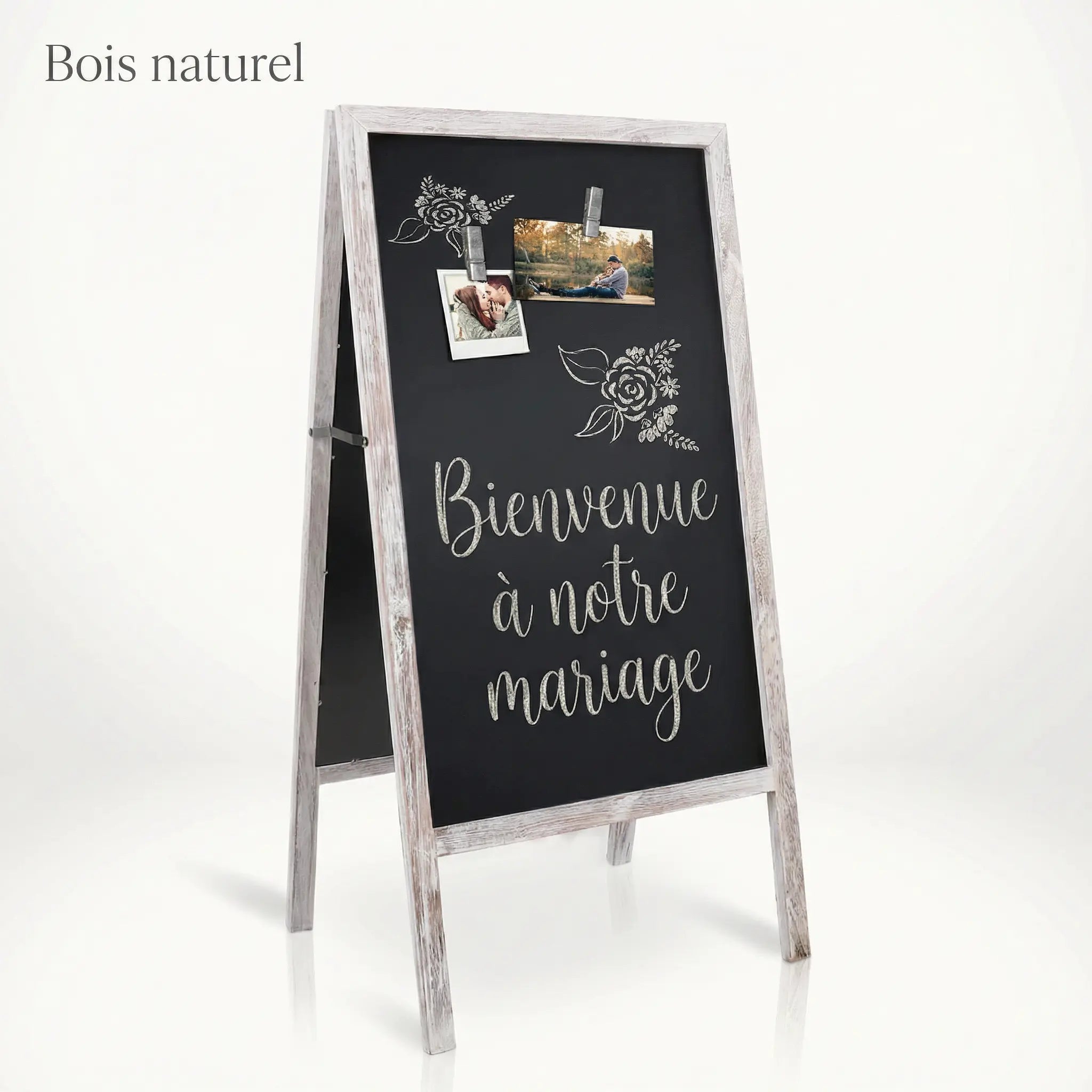 Chevalet trottoir tableau noir en bois