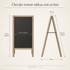 Chevalet trottoir tableau noir en bois 