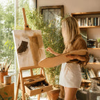 Chevalet en bois avec étagère