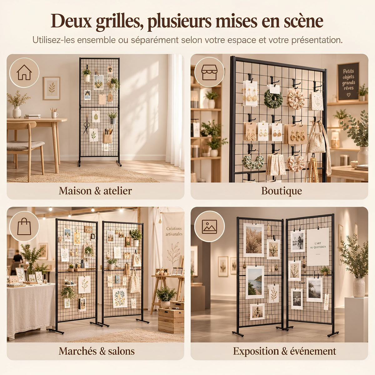 Grille publicitaire double face sur pied 
