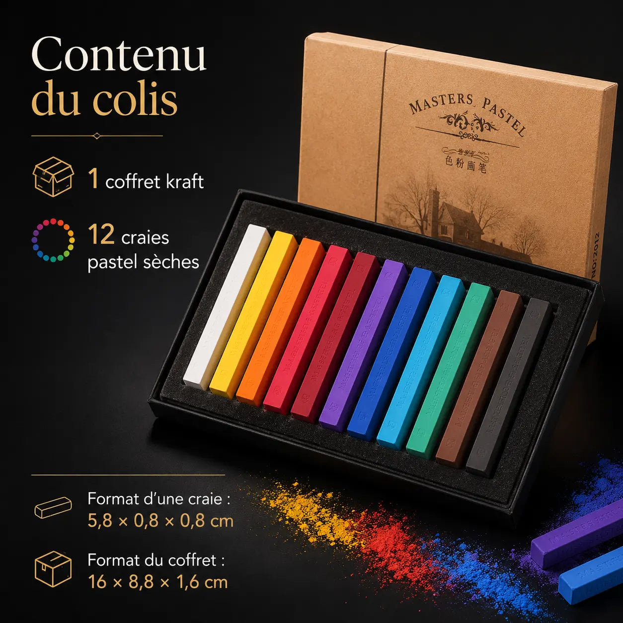 Craie pour chevalet tableau KIT 12 