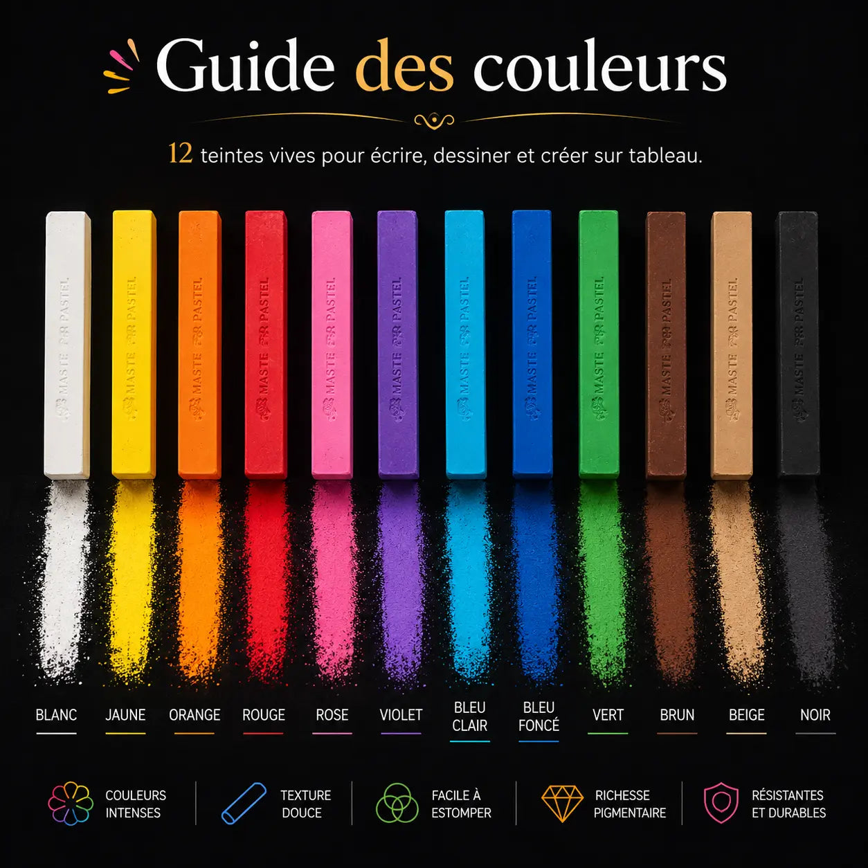 Craie pour chevalet tableau KIT 12 