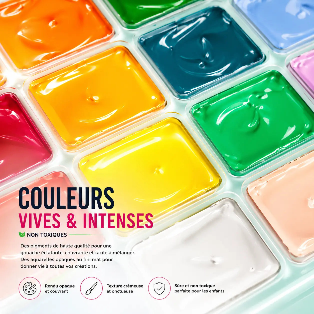 Gouache pour enfant set 18 couleurs 