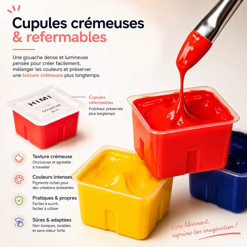 Gouache pour enfant set 18 couleurs 